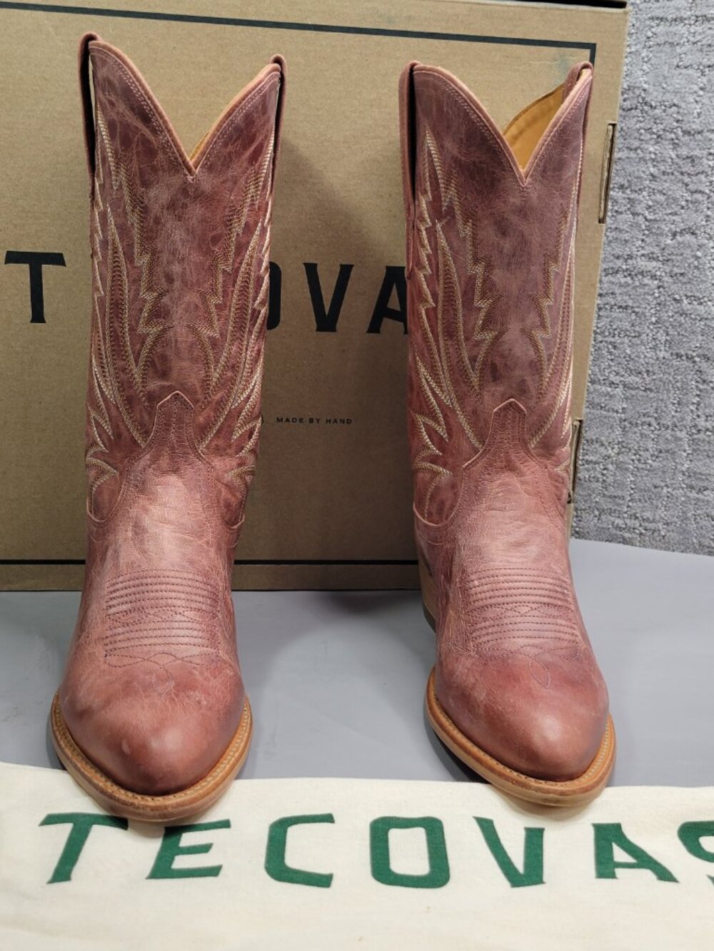 Tecovas the Jamie Women's Size US 8.5B Pink Frost Leather Cowgirl Boots - Picture 2 of 13